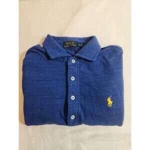 Polo Ralph Lauren 100% Cotton Shirt Medium Blue Pony Long Sleeve Golf Rugby